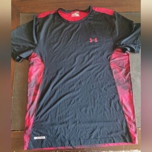 Under Armour Men's Black and Red Athletic Tee Extra Large